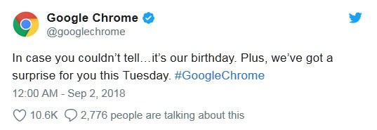 Google Chrome將迎來10周年紀念日，明日將放送驚喜